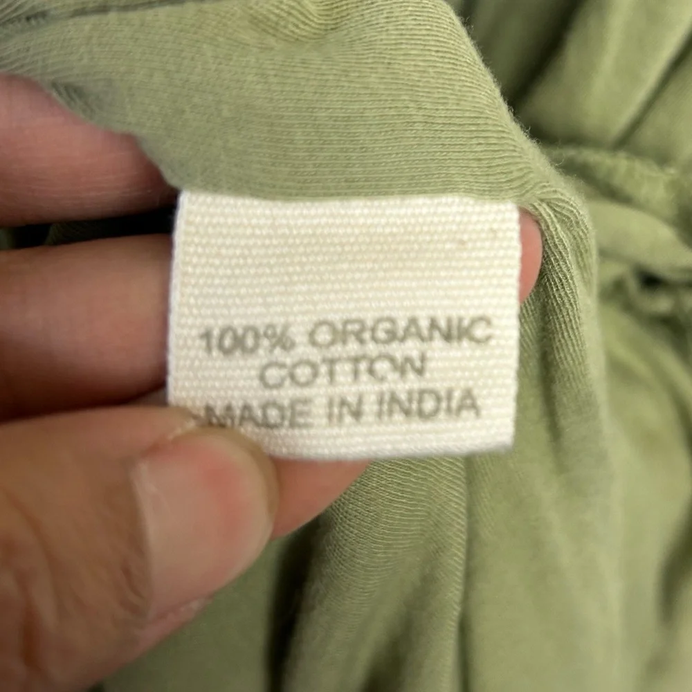 Sold Synergy Maxi Dress Women L 100% Organic Cotton Elegant Green Slip Sleeveles - Picture 7 of 12